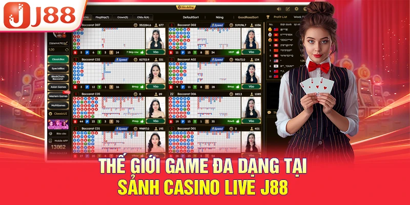 Thế giới game đa dạng tại sảnh casino live J88